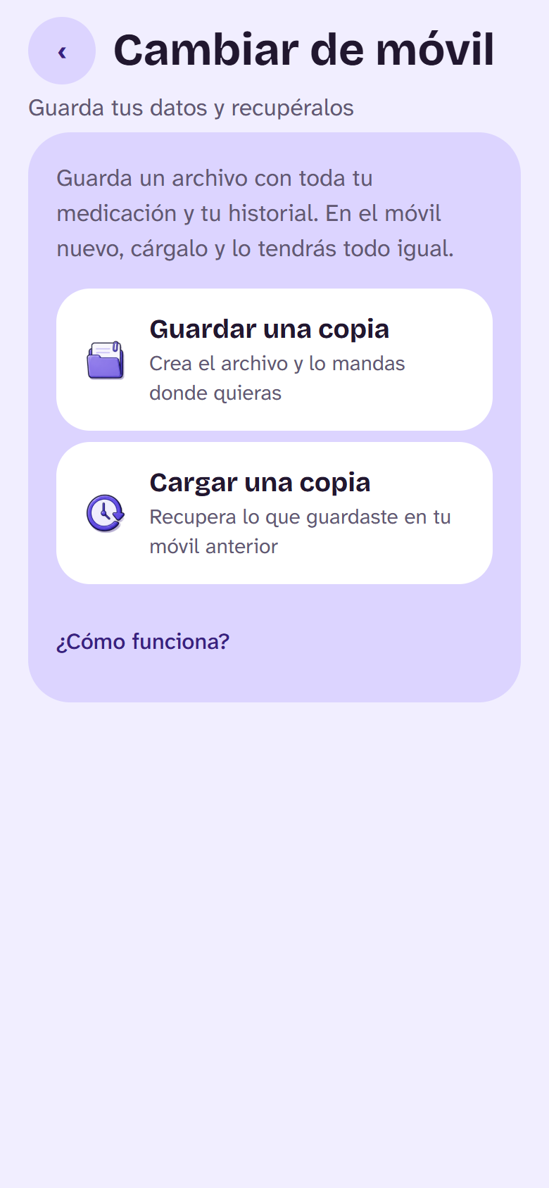 La pantalla para cambiar de móvil